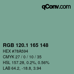 カラーコード: RGB 120.1 165 148 | qconv.com