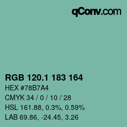 カラーコード: RGB 120.1 183 164 | qconv.com
