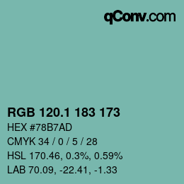 Color code: RGB 120.1 183 173 | qconv.com