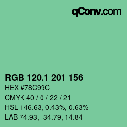 カラーコード: RGB 120.1 201 156 | qconv.com