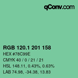 カラーコード: RGB 120.1 201 158 | qconv.com
