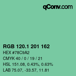 カラーコード: RGB 120.1 201 162 | qconv.com