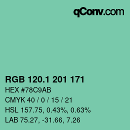 カラーコード: RGB 120.1 201 171 | qconv.com