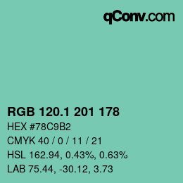 Color code: RGB 120.1 201 178 | qconv.com