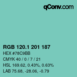 Color code: RGB 120.1 201 187 | qconv.com