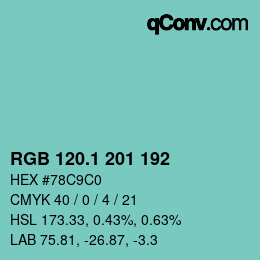 Color code: RGB 120.1 201 192 | qconv.com