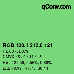 カラーコード: RGB 120.1 216.8 121 | qconv.com