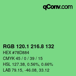 カラーコード: RGB 120.1 216.8 132 | qconv.com