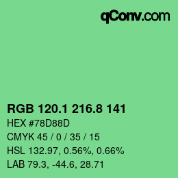 カラーコード: RGB 120.1 216.8 141 | qconv.com