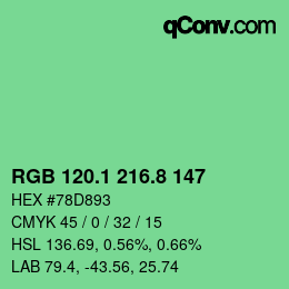 カラーコード: RGB 120.1 216.8 147 | qconv.com