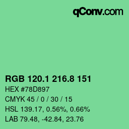 カラーコード: RGB 120.1 216.8 151 | qconv.com