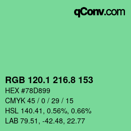 カラーコード: RGB 120.1 216.8 153 | qconv.com
