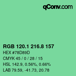 カラーコード: RGB 120.1 216.8 157 | qconv.com