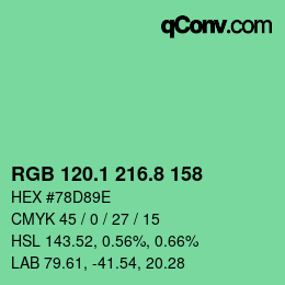カラーコード: RGB 120.1 216.8 158 | qconv.com