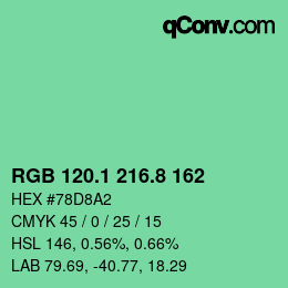 カラーコード: RGB 120.1 216.8 162 | qconv.com
