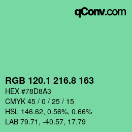 カラーコード: RGB 120.1 216.8 163 | qconv.com