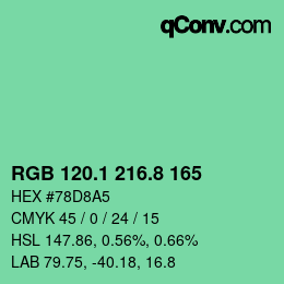 カラーコード: RGB 120.1 216.8 165 | qconv.com