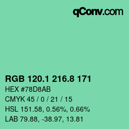 カラーコード: RGB 120.1 216.8 171 | qconv.com