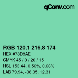 カラーコード: RGB 120.1 216.8 174 | qconv.com