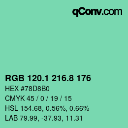 カラーコード: RGB 120.1 216.8 176 | qconv.com