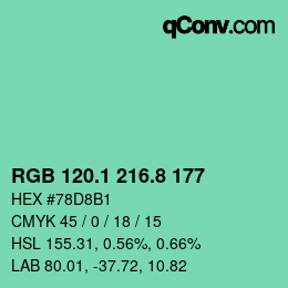 カラーコード: RGB 120.1 216.8 177 | qconv.com