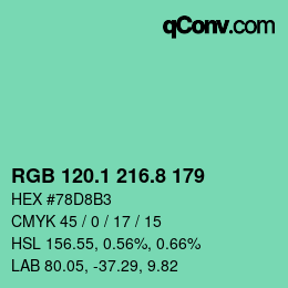 カラーコード: RGB 120.1 216.8 179 | qconv.com