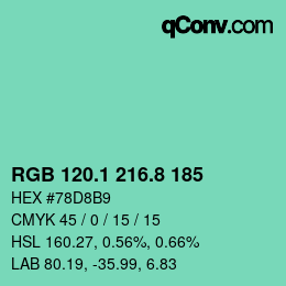 カラーコード: RGB 120.1 216.8 185 | qconv.com