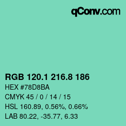 カラーコード: RGB 120.1 216.8 186 | qconv.com