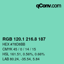 Color code: RGB 120.1 216.8 187 | qconv.com
