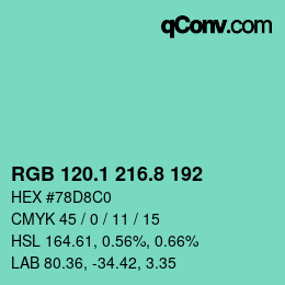 Code couleur: RGB 120.1 216.8 192 | qconv.com