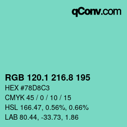 カラーコード: RGB 120.1 216.8 195 | qconv.com