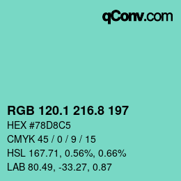 Farbcode: RGB 120.1 216.8 197 | qconv.com