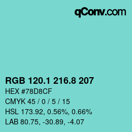 Farbcode: RGB 120.1 216.8 207 | qconv.com