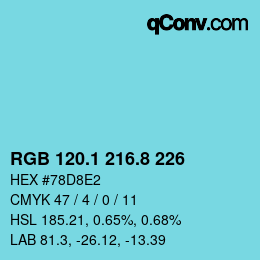 Color code: RGB 120.1 216.8 226 | qconv.com