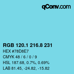 Color code: RGB 120.1 216.8 231 | qconv.com