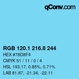 Color code: RGB 120.1 216.8 244 | qconv.com