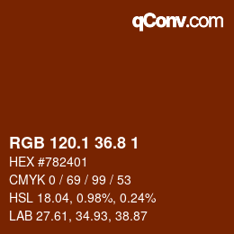 Color code: RGB 120.1 36.8 1 | qconv.com