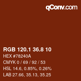 Color code: RGB 120.1 36.8 10 | qconv.com