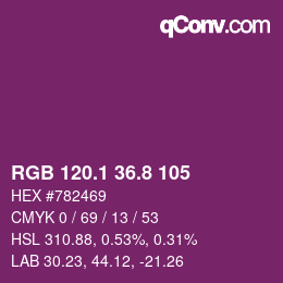 カラーコード: RGB 120.1 36.8 105 | qconv.com