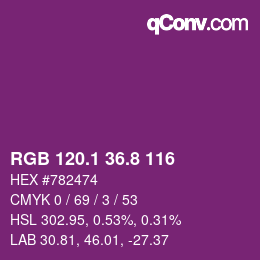 カラーコード: RGB 120.1 36.8 116 | qconv.com