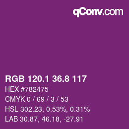 カラーコード: RGB 120.1 36.8 117 | qconv.com