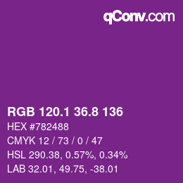カラーコード: RGB 120.1 36.8 136 | qconv.com