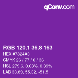 カラーコード: RGB 120.1 36.8 163 | qconv.com