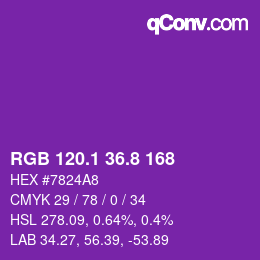 カラーコード: RGB 120.1 36.8 168 | qconv.com