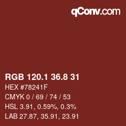 カラーコード: RGB 120.1 36.8 31 | qconv.com