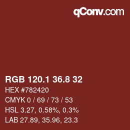 カラーコード: RGB 120.1 36.8 32 | qconv.com