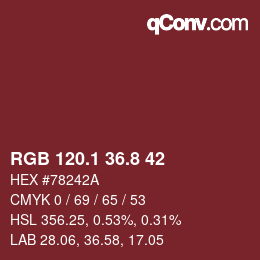 カラーコード: RGB 120.1 36.8 42 | qconv.com
