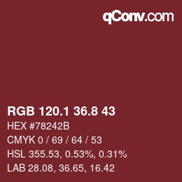 カラーコード: RGB 120.1 36.8 43 | qconv.com