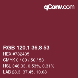 カラーコード: RGB 120.1 36.8 53 | qconv.com