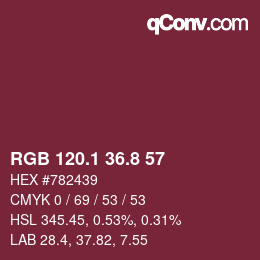 カラーコード: RGB 120.1 36.8 57 | qconv.com